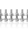 6Pcs M10x1.5 40mm Stainless Steel Flange Exhaust Bolts Nuts Kit For Securing Exhaust Manifold And Components Heavy Duty Hex Head Fasteners