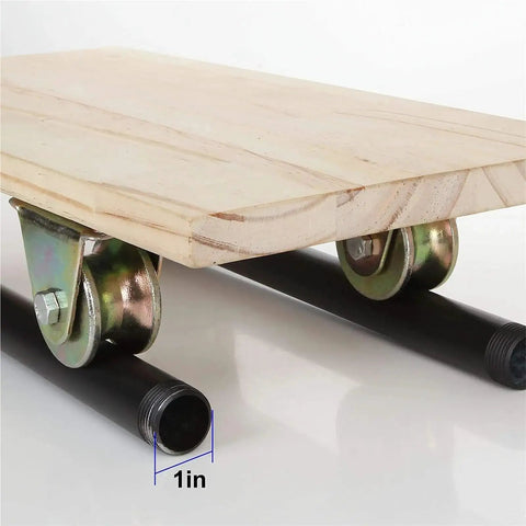 Heavy Duty V Groove Wheel Sliding Gate Casters Built Tough For A Smooth Roll On Any Track featuring 1-inch black pipes and wood.