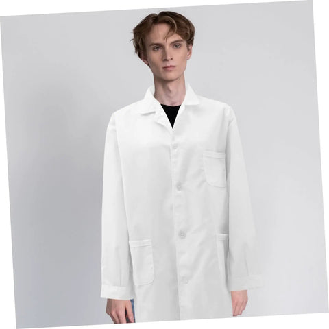 Long Sleeve White Lab Coat For Men Breathable Skin Friendly Lab Jacket For Students And Laboratory Work Comfortable All Season Uniform