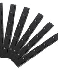 Six Piece Heavy Duty Matte Black Piano Hinges 8 Inch Continuous Steel Hardware Rust Proof, showing six matte black strips.