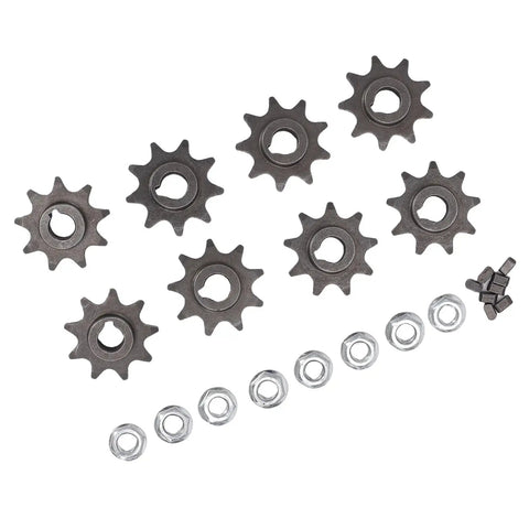 9 Tooth Sprocket Set for Electric Scooters, Iron Gear With 10mm Inner Diameter, Direct Fitment and Easy Install, nuts and bolts included