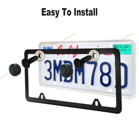 Anti Theft Stainless Steel License Plate Screws Set With Matte Caps And Locking Bolts For Front And Rear Car Tag Mounts Rustproof 304