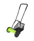 Push Reel Lawn Mower With Five Steel Blades, walk-behind manual grass cutter with removable grass bag