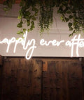 Happily Ever After Neon Sign LED Light For Weddings And Bridal Decor Custom Neon Wall Hanging Hand Crafted Accent With Warm White Glow 80 Cm Size Vibe Ready Wedding Sign