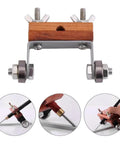 Heavy Duty Chisel Sharpening Guide Rock Solid Honing Jig showing adjustable nuts and clamps for woodworking tools.