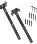 18-Inch Matte Black Barn Door Hinges, Heavy Duty 4mm Thick Iron Gate Hinges With Pack Of 2 And 12 Black Coated Screws, ideal for installation