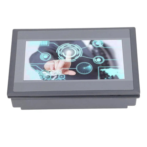 7 Inch TFT LCD Touchscreen Display for PLC Control, 24V DC Powered With 8 Relay Outputs, 800x480 Display, FX3U 20 40 48 MRT Compatible, Industrial Grade Panel Mount Monitor For Smart Automation Projects Plug And Play Ready, front view