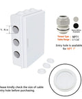 Side view of Heavy Duty ABS Junction Box IP65 Waterproof And Dustproof Electrical Enclosure with cable entry hole details.