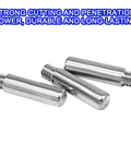 Close-up of three metal electrodes from 24 Pcs AG60 SG55 WSD 60P Car Plasma Cutter Consumables Kit With Copper Ceramic Tips Nozzles.