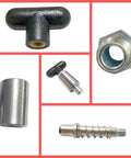 Components of Beefy Three-Eighths Inch Spring-Loaded Pull Pin With T-Handle, Steel Plunger Dowel Pin, Ergonomic Grip Handle
