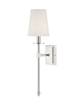 Monroe Bohemian Vintage Soft White Fabric Wall Sconce With 1 Light 60 Watt Bulb, 20 Inch Tall, 5 Inch Wide, Polished Nickel Finish