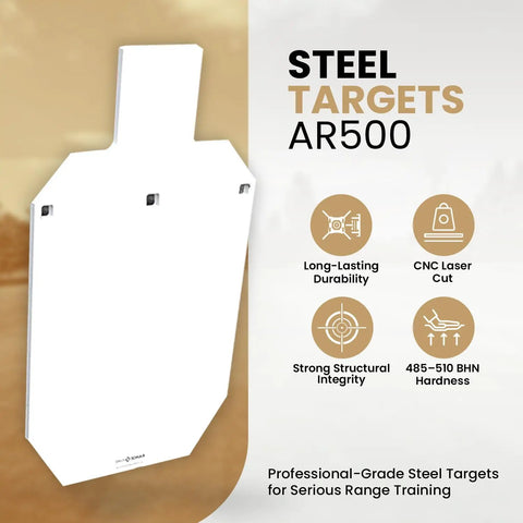 Heavy Duty AR500 Steel Silhouette Targets 12x20 2 Pack For Rifle And Pistol Range Practice Three Eighths Inch Thick Laser Cut