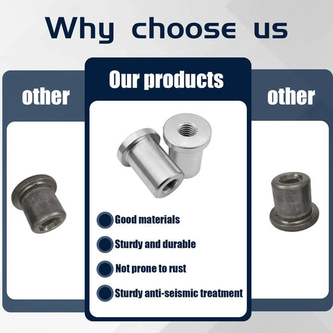 Heavy Duty Beefy Extended Barrel Weld On Nut 2 Pack With Half Inch 20 Thread Built Tough For Chassis Mounting Fastener Crafted From Rugged Low Carbon Steel garage ready image with detailed comparison.