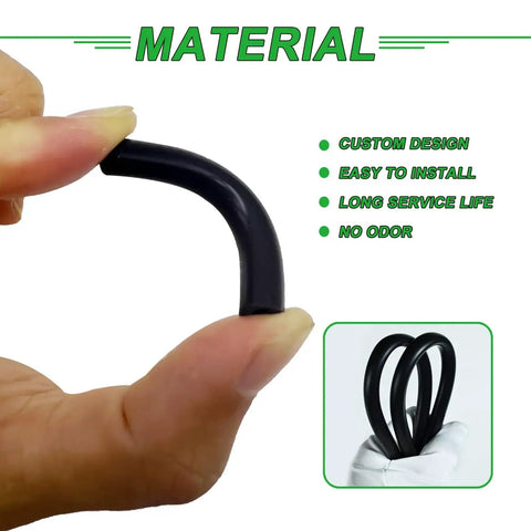 Close-up of black rubber repair tube for Jeep Wrangler Sun Visor Repair Kit 2007 2017 JK JKU Replacement Tubes, easy to install.