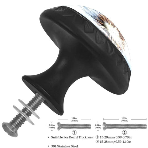 Side view of Dark Dandelion Crystal Glass Cabinet Knob with Durable ABS Base and Stainless Steel Screws, 4 Pack Set