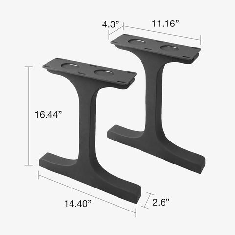 Handcrafted Steel Table Legs 16 Inch Height Set Of 2 For Benches And Coffee Tables Industrial Modern Vibe Leg Supports side view