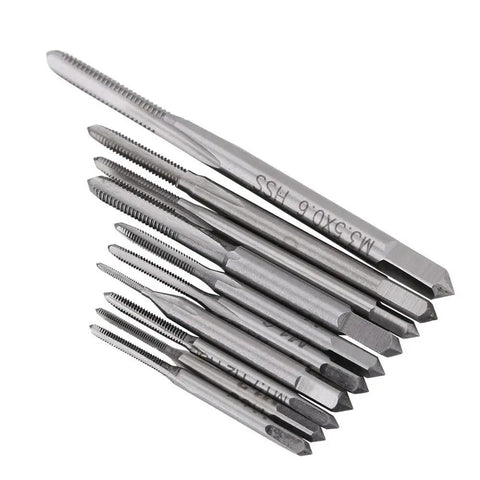 High Speed Steel Mini Metric Tap Kit, 10 Piece Threaded Tap Set For M1, M1.2, M1.4, M1.6, M1.7, M1.8, M2, M2.5, M3, M3.5 Threads.