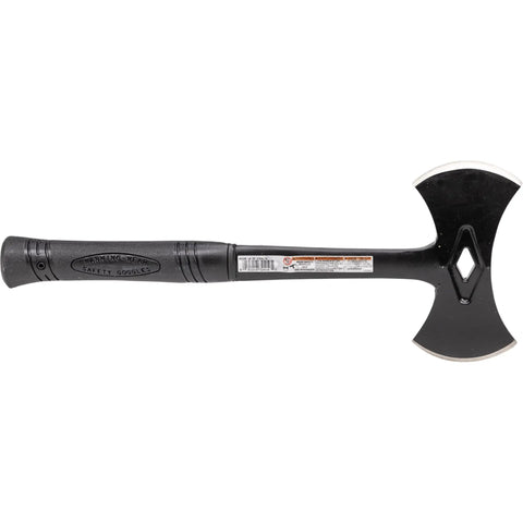 Stealth Dual Bit Axe For Outdoors Beefy Built Hand Axe With Steel Handle And Shock Block Grip Ideal For Camp Tasks Woodcutting Trail Clearing And Property Maintenance Made In USA RSA16 VN32410 side view