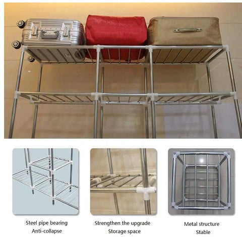 Portable Wardrobe Closet Organizer, 65 x 18 x 65 Inch, Heavy Duty Steel Frame, Breathable Fabric Cover, Hanging Clothes Storage