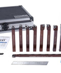 Accusize 3/8-in shank indexable carbide turning tool set with 9 pieces and 10 extra inserts in a metal case