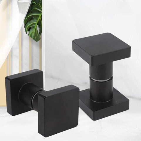 Back To Back Matte Black Aluminum Shower Door Handle Set With Round Knob Double Sided Bathroom Grab Bar Push Pull Handles Durable Aluminum Alloy Construction No Fuss Install Modern Space Saver For Bathrooms, square matte black aluminum shower door handle set