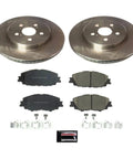 PowerStop front brake kit for Toyota Corolla 2019-24 and Prius Prime; two rotors, ceramic pads, front view