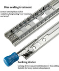 Beefy Heavy Duty Locking Drawer Slides, Full Extension Ball Bearing, Side Mount Industrial Rail For Tool Boxes, 260 Lb Capacity
