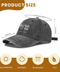 Funny RV Caravan Lover Travel Cap Lightweight Soft Cotton Baseball Hat with measurements and features