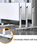 Top Shelf Flip Top Mobile Training Table And Two Chair Set With Dead Simple Folding Operation Tough Rolling Casters Smart Storage Tray And Modesty Shield For Active Rooms, showing universal wheel with brake.