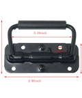 Hella Sturdy Black Spring Loaded Folding Carry Handle With Slick Rubber Grip Heavy Duty Surface Mount Brackets measuring 3.19x2.83 inches.