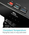 Control panel of Bottom Loading Water Cooler Dispenser With Three Temperature Settings Hot Cold And Room Water No Fuss Stainless Steel Cabinet UL Energy Star Approved great for home and office use
