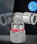 Stainless Steel Pneumatic Female Elbow Push To Connect Fitting, 90 Degree NPT Air Line Quick Connector For Air Compressors