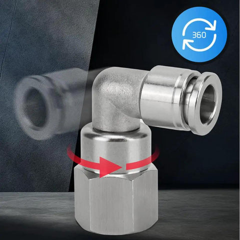 Stainless Steel Pneumatic Female Elbow Push To Connect Fitting, 90 Degree NPT Air Line Quick Connector For Air Compressors