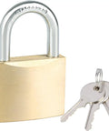 Brass padlock with three keys, not related to Three Piece Seal And O Ring Hook Puller Set For Fast Seal Removal And O Ring Work.