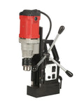 Portable Magnetic Drill Press For Metal Core Drilling And Tapping, Strong Base Electric Mag Drill Tool with motor and control panel.