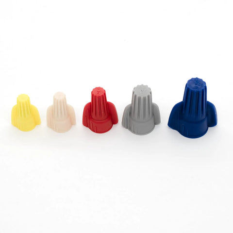 Pro Level Winged Twist Wire Connector Assortment 80 Piece Color Coded Electrical Wire Nut showing five color-coded wire nuts.