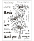 Cute Chamomile Silicone Clear Stamp And Die Set featuring floral patterns and sentimental text for card making and scrapbooking projects.