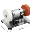 Super Cool 3000-6000Rpm Mini Bench Grinder With Dual Grinding Wheels, 7 Speed Settings And Reversible Motor on a stable base.