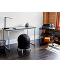 Rolling Printer Stand On Wheels For Home Office, 3 Tier Deskside Cart With Steel Shelves next to desk in a bright office space