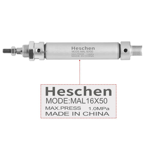 Slim Pneumatic Air Cylinder MAL 16 50 With 16mm Bore And 50mm Stroke Double Acting M5 Port Lightweight 130g Compact Linear Actuator M6 Piston Port Ten Kgf Per Square Centimeter Max Pressure Silver Finish side view