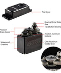 Pro Grade Heavy Duty Digital Steering Servo DSC45MG 45kg Torque Metal Case close-up showing metal gears and waterproof features.