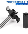 Spoilboard Surfacing Router Bit, One Quarter Inch Shank, Four Teeth, Extra Large One And One Half Inch Cutting Diameter, One Quarter Inch Cutting Length, Great For Solid Wood And MDF Flattening, Pro Grade Carbide Tip next to collet