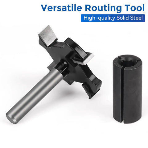 Spoilboard Surfacing Router Bit, One Quarter Inch Shank, Four Teeth, Extra Large One And One Half Inch Cutting Diameter, One Quarter Inch Cutting Length, Great For Solid Wood And MDF Flattening, Pro Grade Carbide Tip next to collet