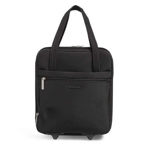 Front view of Underseat Rolling Work Bag With USB Charging Port, ID Window And Two Quick-Access Zip Pockets, Lightweight Black Carry-On