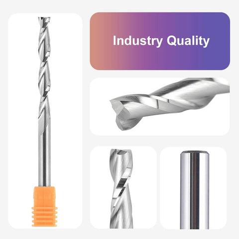 Extra Long Spiral Upcut Router Bit, 4 Inch Total Length, 1/4 Inch Shank And 1/4 Inch Cutting Diameter, 2 Inch Cutting Length