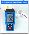 Top Shelf Digital Thermocouple Thermometer With K And J Type High Temperature Meter and Heavy Duty Data Logger measuring in liquid.