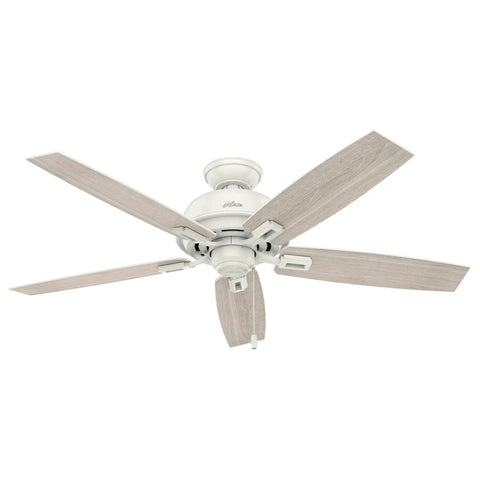 Donegan Fresh White 52 Inch Ceiling Fan With LED Light Kit Pull Chain Quiet Multi Speed Reversible Motor For All Year Comfort
