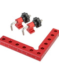 Heavy Duty Aluminum 90 Degree Right Angle Positioning Clamp And Corner Jig For T Track Benches, red with dual scale marks