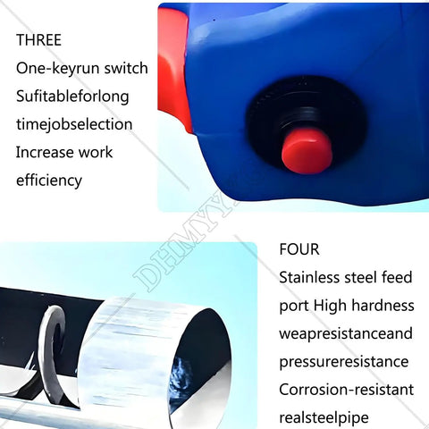 Close-up of Heavy-Duty Screw Conveyor 1500W Electric Auger showing control switch and stainless steel pipe detail.