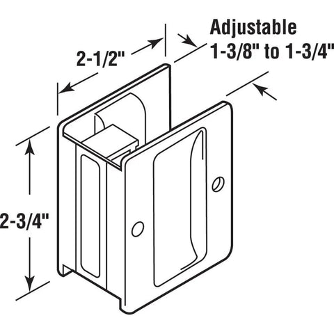 Diagram of Solid Brass Pocket Door Pull With Antique Brass Finish, Reversible Edge Mount, Hidden Flush Pull dimensions.